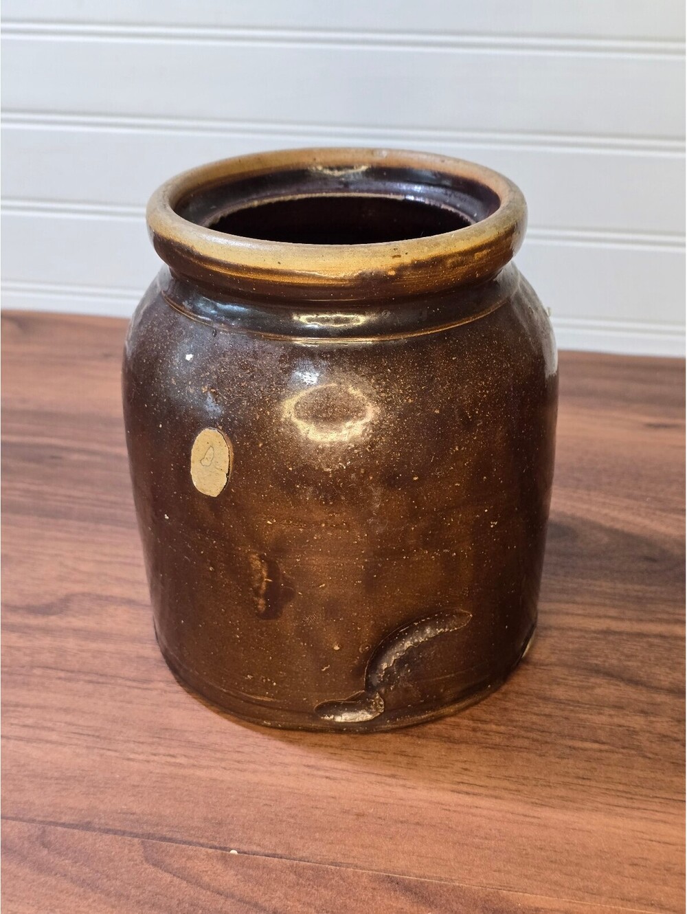 Vintage Brown Glazed Stoneware Crock Jar – Handmade Studio Pottery